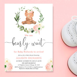 Convites Chá de fraldas verde-de-ursinho-verde-rosa