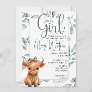 Convites chá de fraldas verde de vaca da região alta