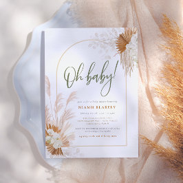 Convites Chá de fraldas Verde do Arch de Grass Boho Pampas