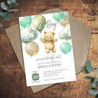 Chá de fraldas Verde dos Balões do Urso de Teddy