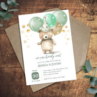 Chá de fraldas Verde Dourado dos Balões do Urso de