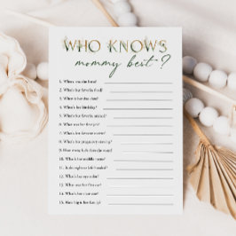 Convites Chá de fraldas verde e Dourado que conhece a Mamãe