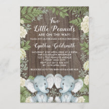 Chá de fraldas Verde Neutro de Elefante Gêmeos Rus