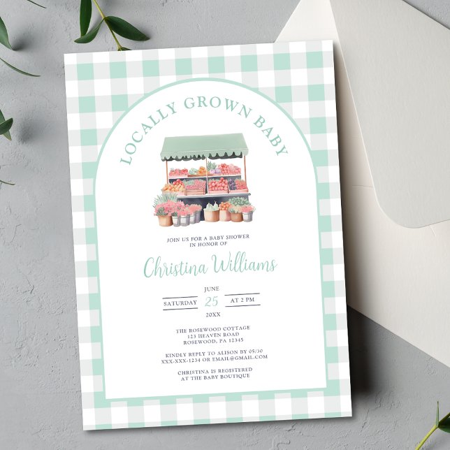 Convites Chá de fraldas Verde Neutro em Gênero Localmente C (Criador carregado)