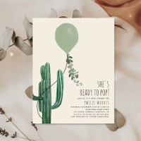 Chá de fraldas Verde Pronto para Pop Balão Cactus