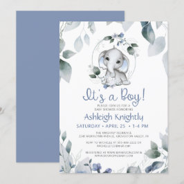 Convites Chá de fraldas verde-verde-amarelo-elefante