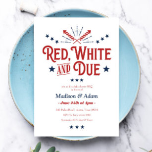 Convites Chá de fraldas Vermelho, Branco e Devido Patriótic