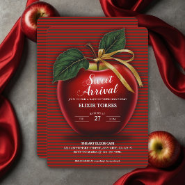 Convites Chá de fraldas Vermelho da Apple, doce chegada