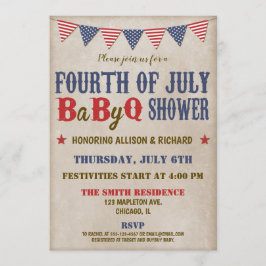 Convites chá de fraldas vermelho-vermelho rusticidade em 4 