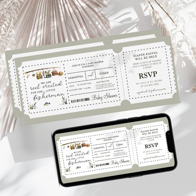 Convites Chá de fraldas Viagem Pescador de Bordo (Criador carregado)