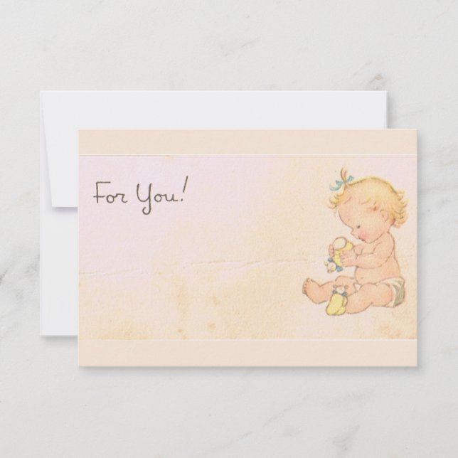 Convites Chá de fraldas Vintage Baby Girl (Frente)