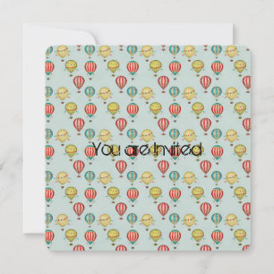 Convites Chá de fraldas Vintage Hot Air Balloons