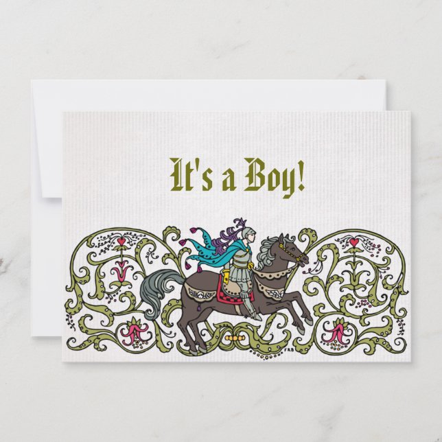 Convites Chá de fraldas Vintage Knight (Frente)