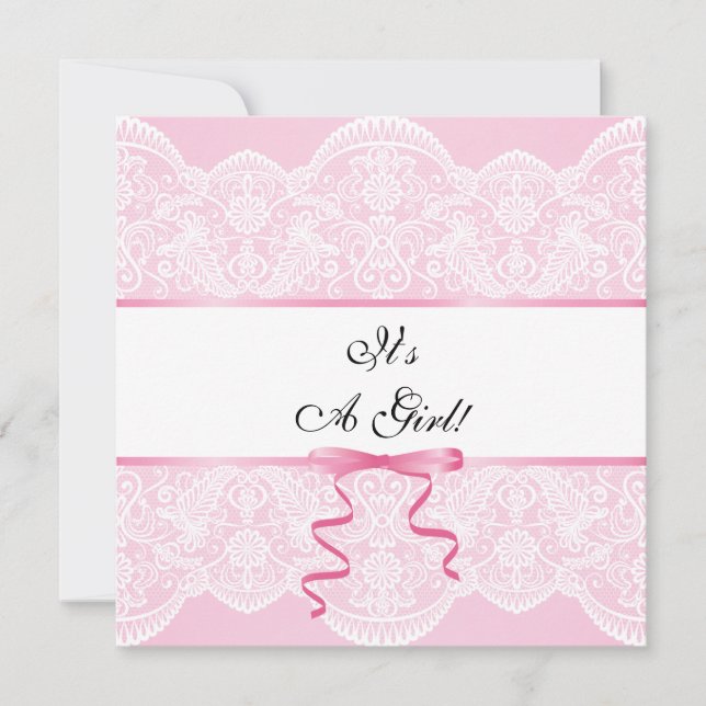 Convites Chá de fraldas Vintage Lace Girl (Frente)