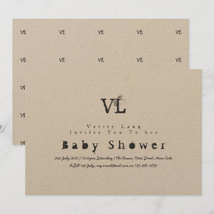 Convites chá de fraldas Vintage Typewriter Convida o Kraft