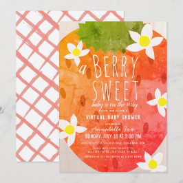 Convites Chá de fraldas Virtual Berry Sweet Strawberry Girl