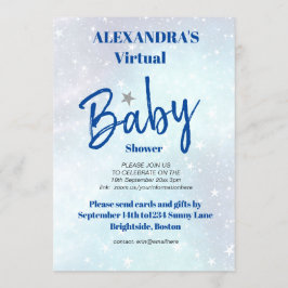 Convites Chá de fraldas Virtual Blue Modern Star É Nascer