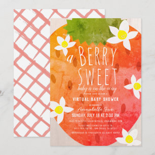 Convites Chá de fraldas virtual da Berry Sweet Strawberry 