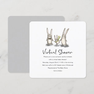 Convites Chá de fraldas virtual da família Bunny bonita