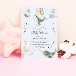 Convites Chá de fraldas Virtual de Baleias E Estrelas Mágic