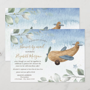 Convites Chá de fraldas Virtual de Brinquedo de avião por