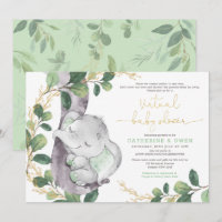 Chá de fraldas Virtual De Elefante Verde Bonito Po