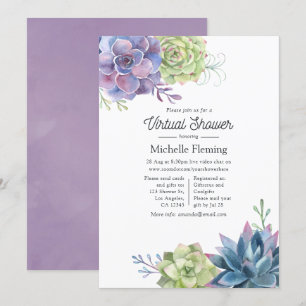 Convites Chá de fraldas Virtual de Êxito do Cactus Waterc