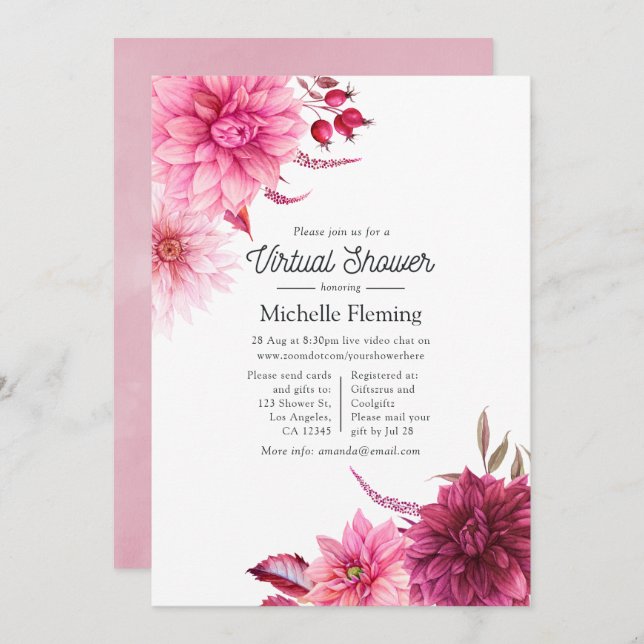 Convites Chá de fraldas virtual de outono de outono de Borg (Frente/Verso)