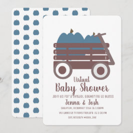 Convites Chá de fraldas Virtual de Patch de Pumpkin Azul