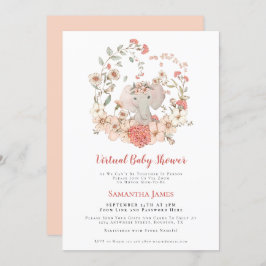 Convites Chá de fraldas Virtual de Peach da Foliage da Elep
