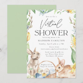 Convites Chá de fraldas Virtual de Primavera Bunnies de Aqu