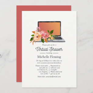 Convites Chá de fraldas Virtual de Primavera de flor selvag