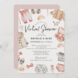 Convites Chá de fraldas Virtual de Roupas e Brinquedos para