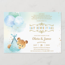 Chá de fraldas Virtual de Urso de Teddy Bonito por