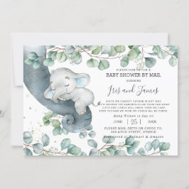 Convites Chá de fraldas Virtual do Chic Elephant Greenery p