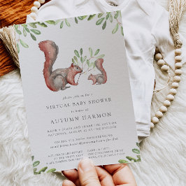 Convites Chá de fraldas Virtual do Esquilo Vermelho Amigos 