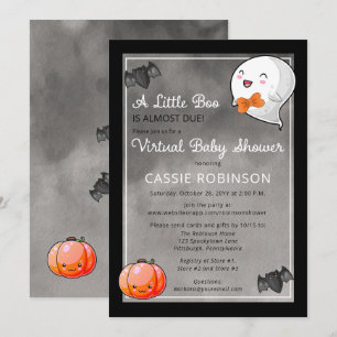 Convites Chá de fraldas virtual do Halloween Little Boo Gh