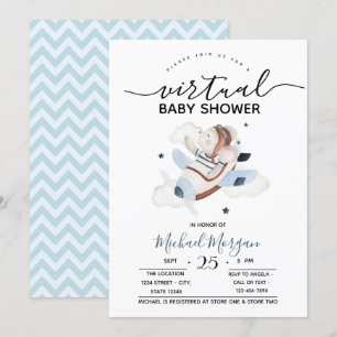 Convites Chá de fraldas virtual do mouse de bebê do aviã