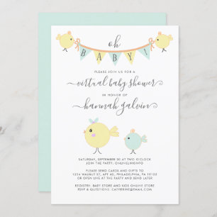 Convites Chá de fraldas virtual do Pintinho Mama Bird