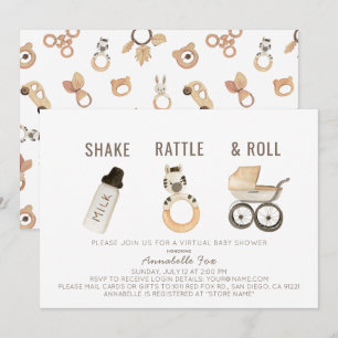 Convites Chá de fraldas Virtual do Shake Rattle & Roll Boh