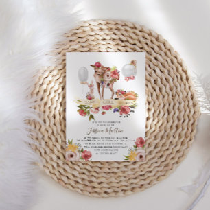 Convites Chá de fraldas Virtual Floral de Animais de Flores