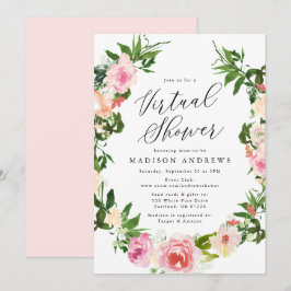 Convites Chá de fraldas Virtual Floral de Verdadeira Cor-de