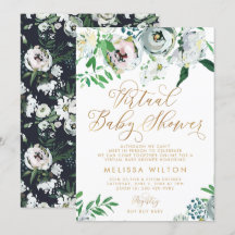 Chá de fraldas virtual Floral Gouache Boho Flower