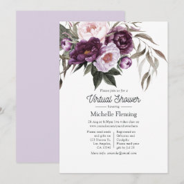 Convites Chá de fraldas Virtual Floral Profundo Velvet