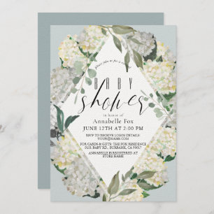 Convites Chá de fraldas Virtual Hydrangea Blue Rhonbus