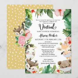 Convites Chá de fraldas Virtual para GIRL | Amigos Safari