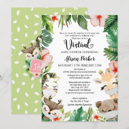 Convites Chá de fraldas Virtual para GIRL | Amigos Safari