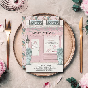Convites Chá de fraldas Virtual Rosa Patisseriado, da pada