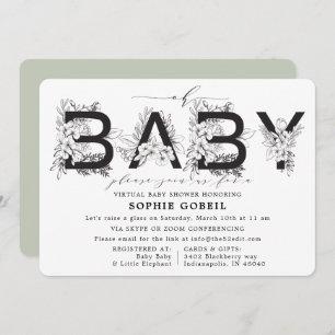 Convites Chá de fraldas VIRTUTAL Floral Verde Eucalipto