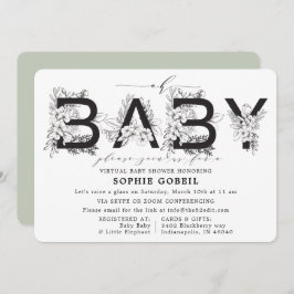 Convites Chá de fraldas VIRTUTAL Floral Verde Eucalyptus